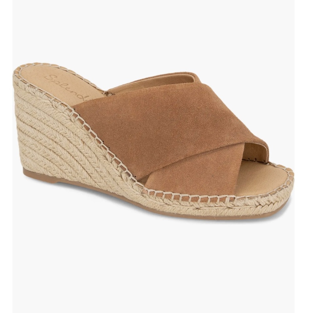 Splendid Britt Espadrille Platform Wedge Slide Sandal In Cafe